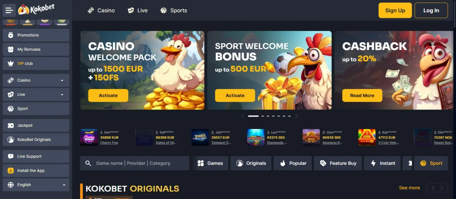 Slots lobby en categorieën